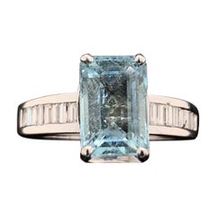 Bague diamant aigue-marine 3.30TCW Or 14k Femmes Certifié