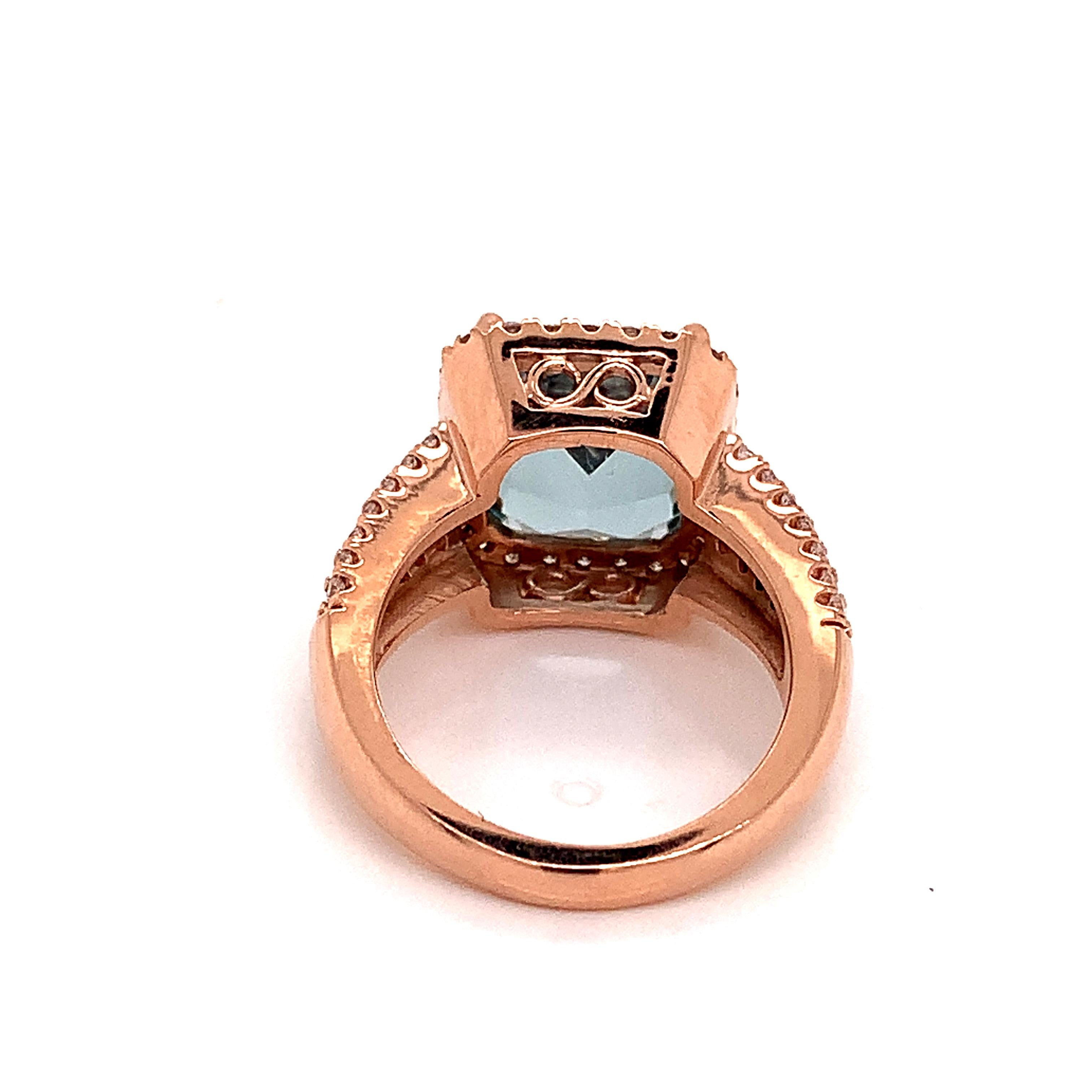 Diamond Aquamarine Ring 14k Gold 6.25 TCW Certified $6, 950 In New Condition For Sale In Brooklyn, NY
