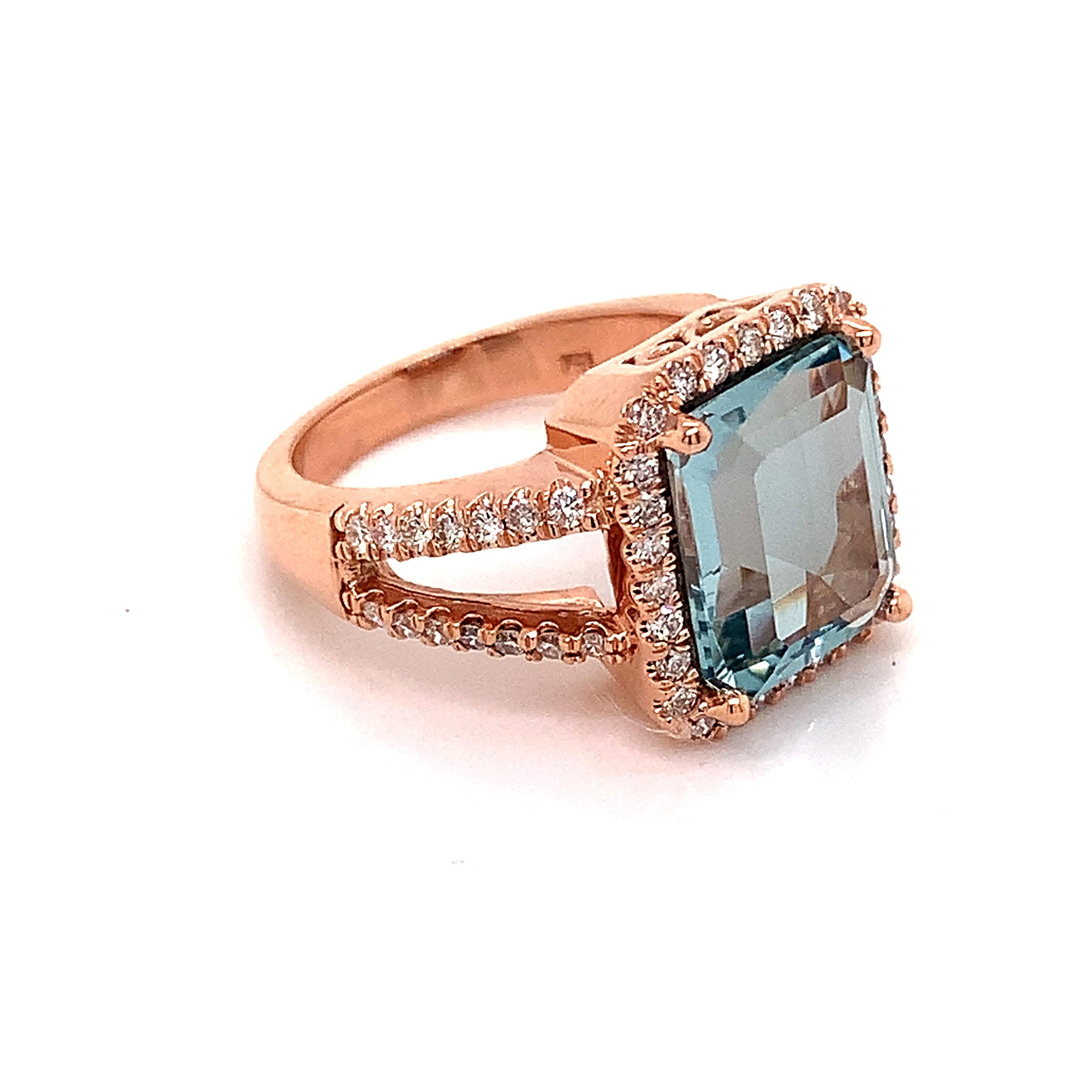 Women's Diamond Aquamarine Ring 14k Gold 6.25 TCW Certified $6, 950 For Sale