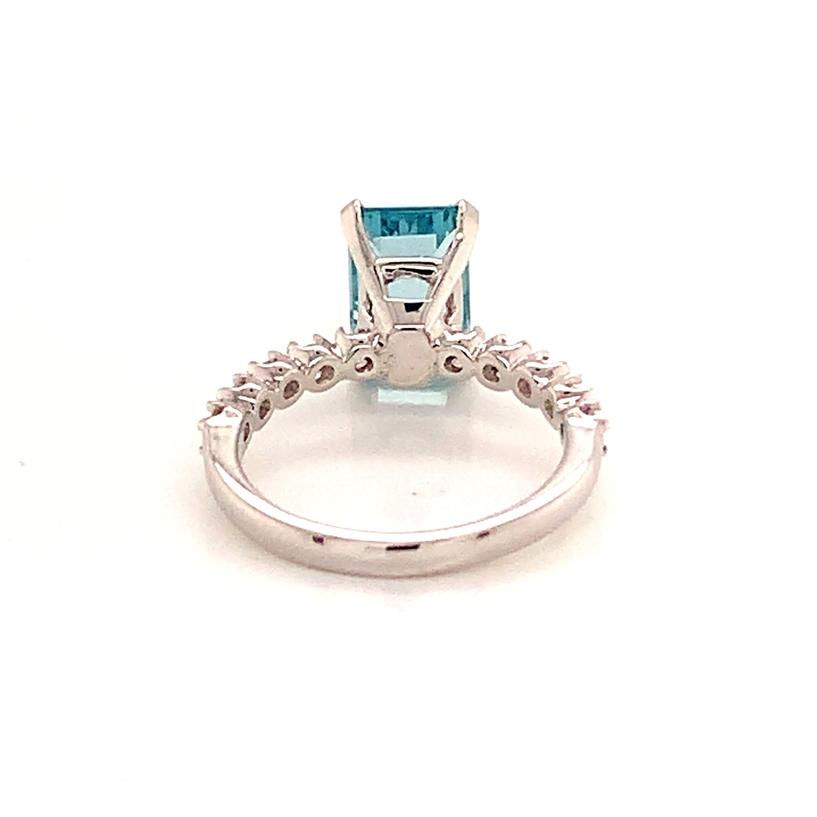 Diamond Aquamarine Ring 14k Gold 2.45 Tcw Certified 1