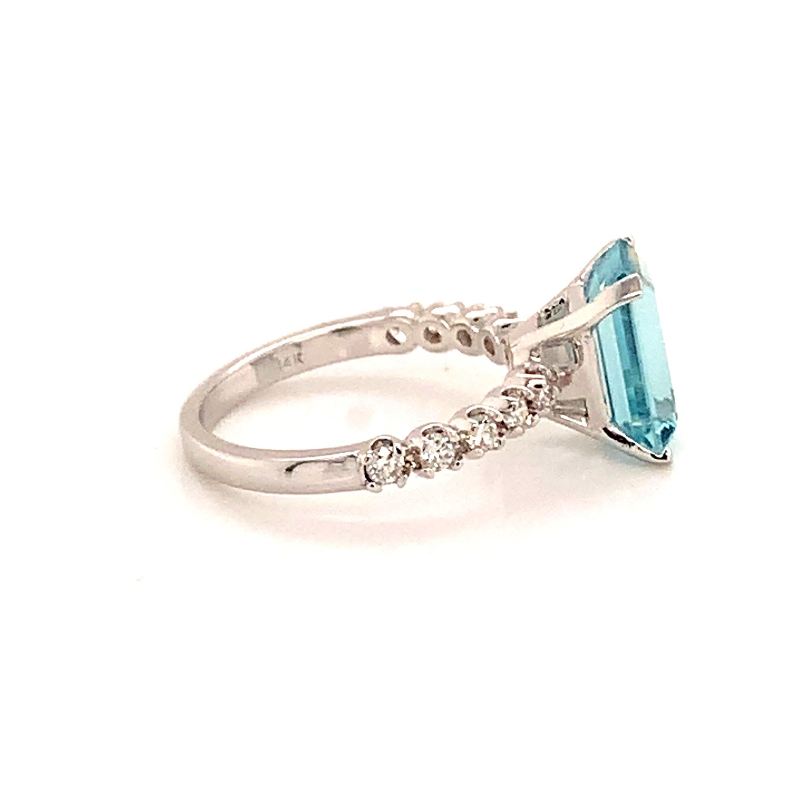 Diamond Aquamarine Ring 14k Gold 2.45 Tcw Certified 3