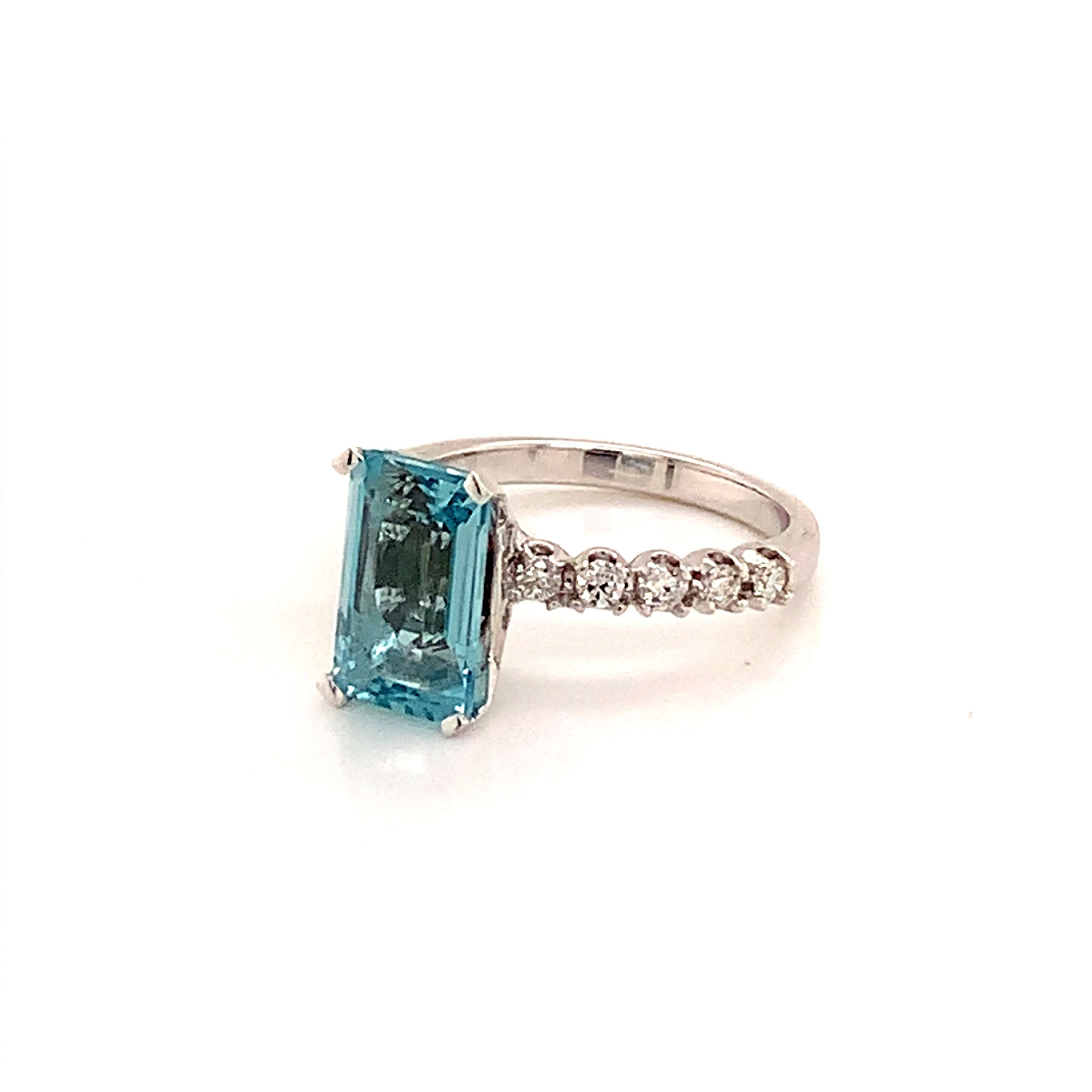 Diamond Aquamarine Ring 14k Gold 2.45 Tcw Certified 4