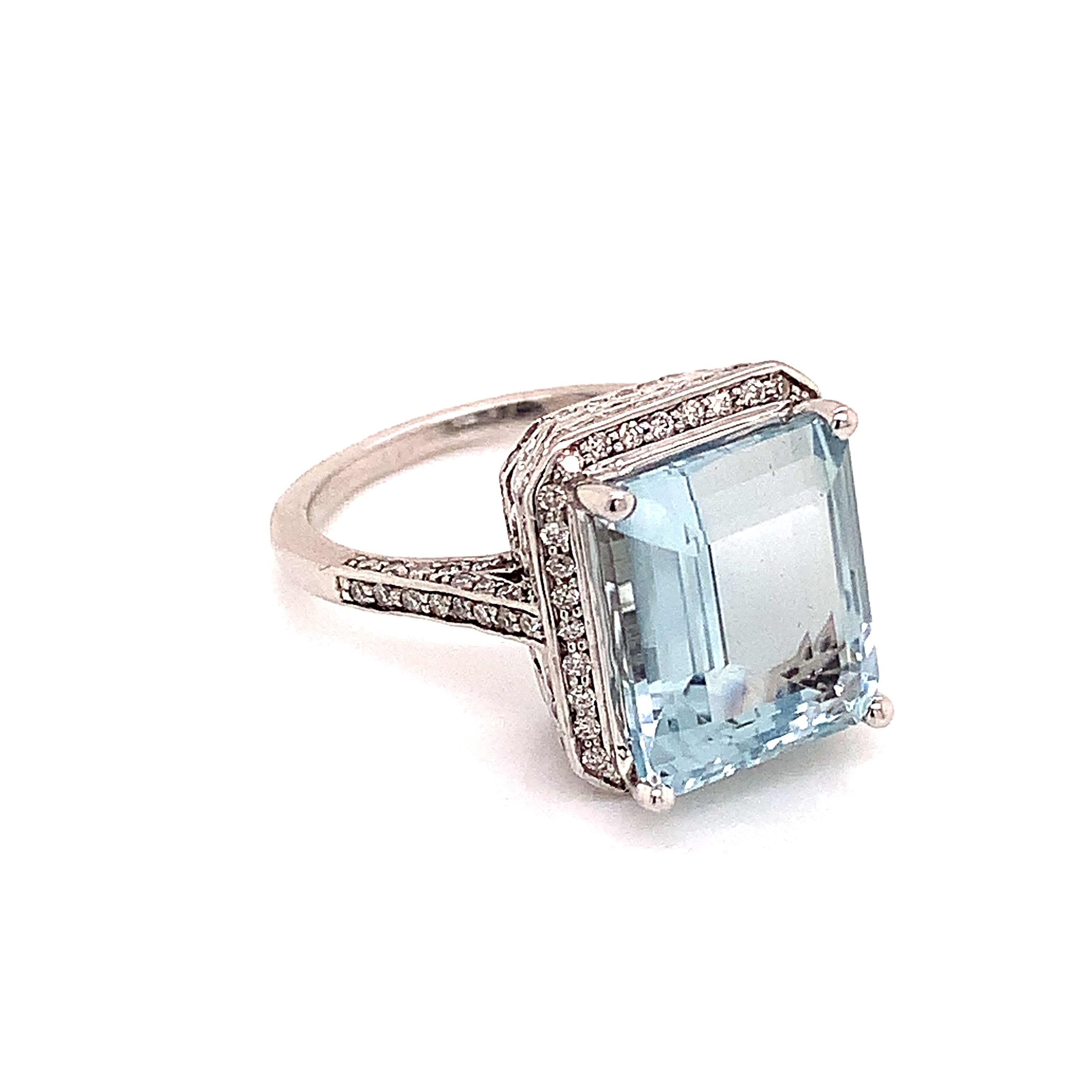 Diamond Aquamarine Ring 14k Gold 6.25 TCW Certified For Sale 1