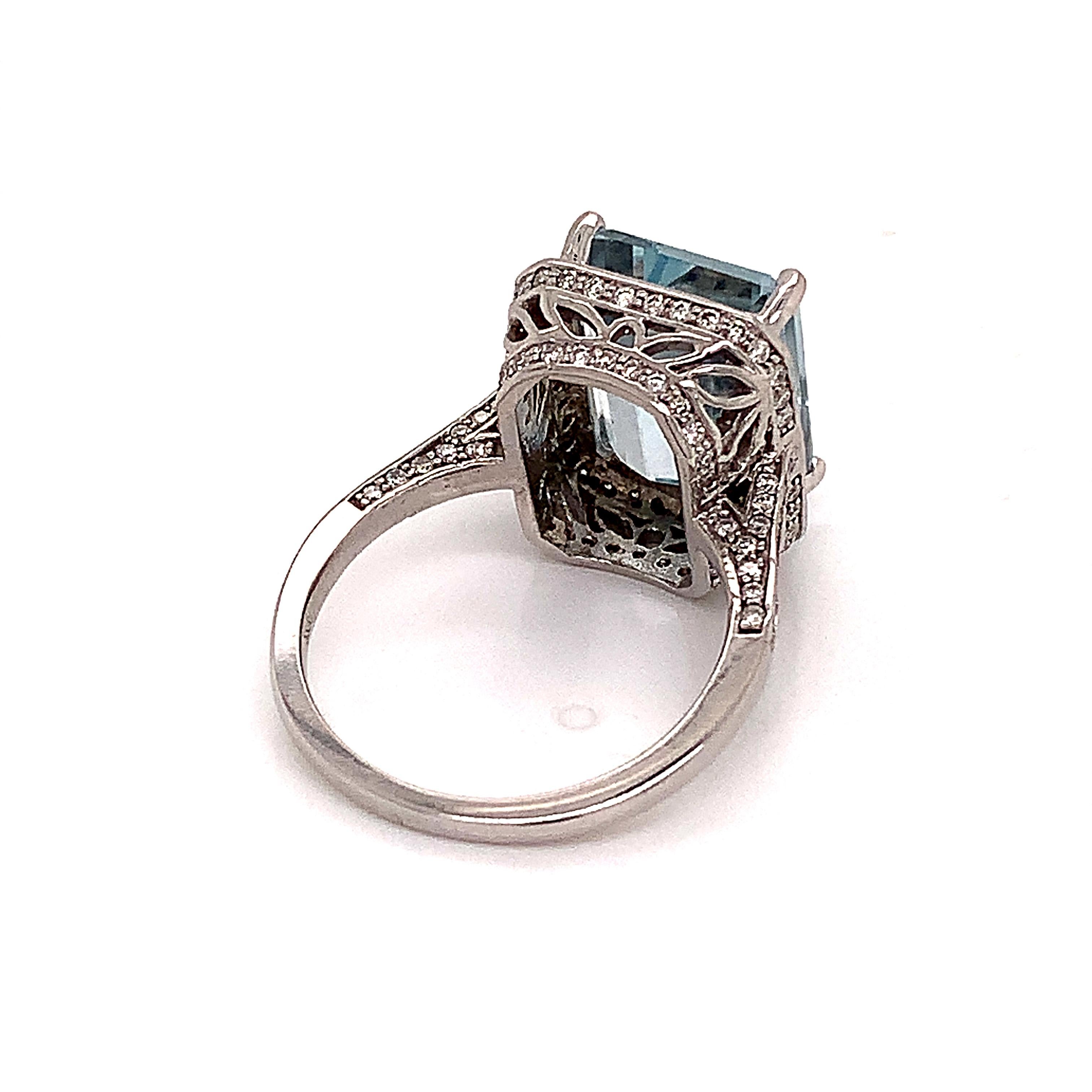 Diamond Aquamarine Ring 14k Gold 6.25 TCW Certified For Sale 5