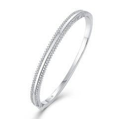 Diamond Arc 14K (or 18k upon request) White Gold Bangle Bracelet