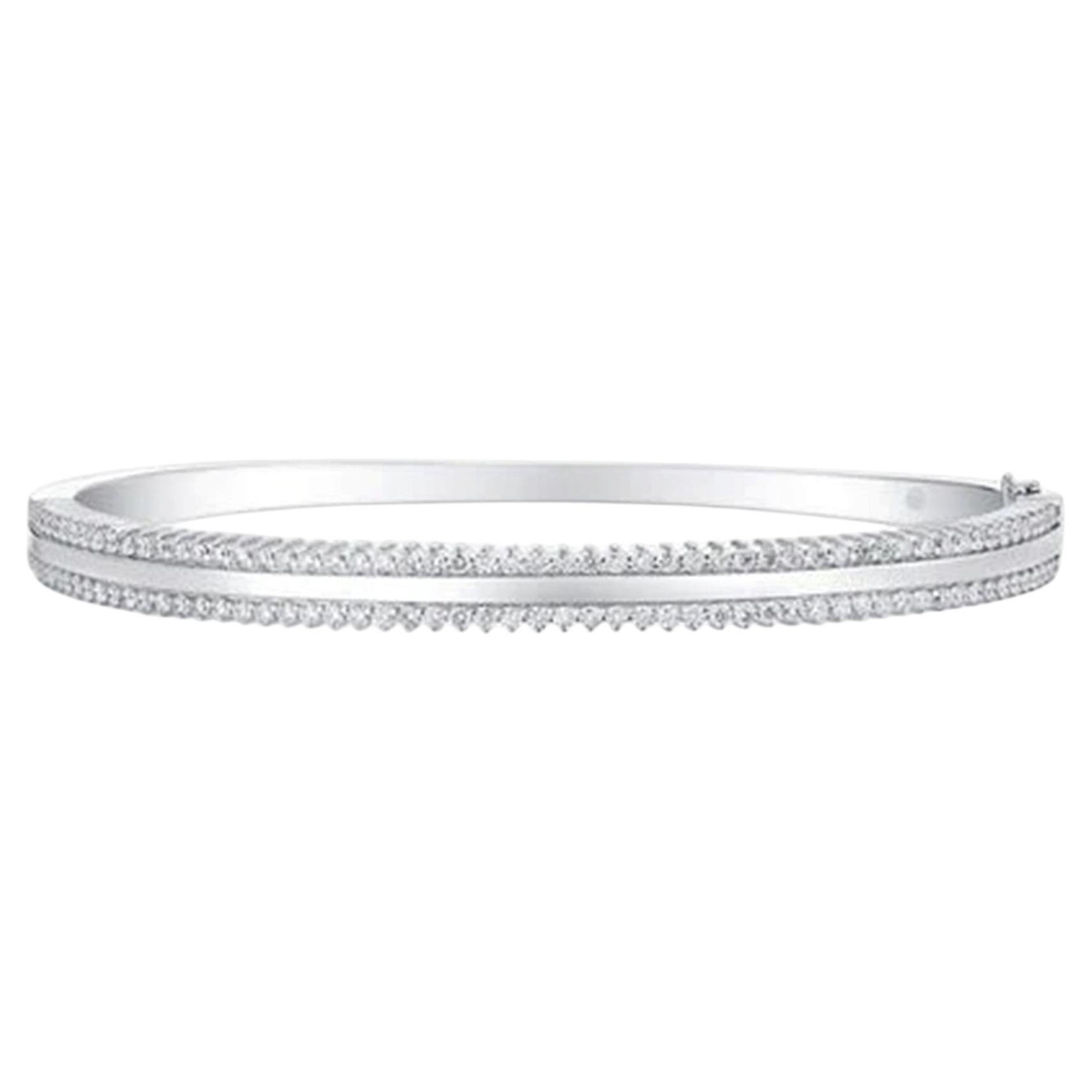 Diamond Arc 14K (or 18k upon request) White Gold Bangle Bracelet