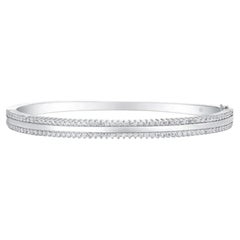 Diamond Arc 14K (or 18k upon request) White Gold Bangle Bracelet