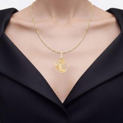 Diamond Aries Pendant 0.02 Carats Gold Plated Silver