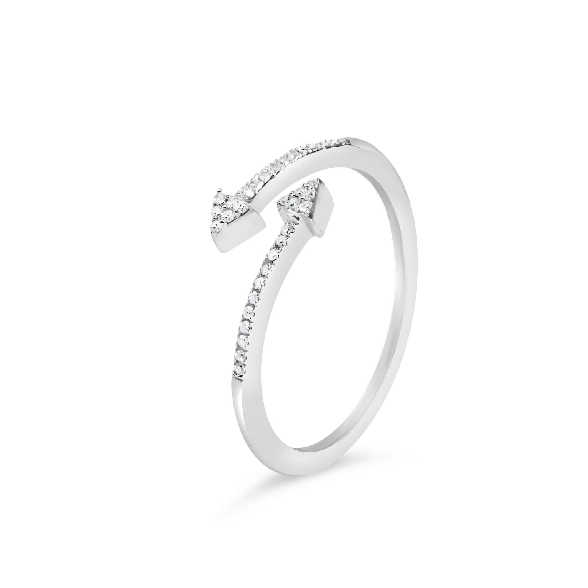Women's or Men's Diamond Arrow Bypass Band Ring Sterling Silver For Sale