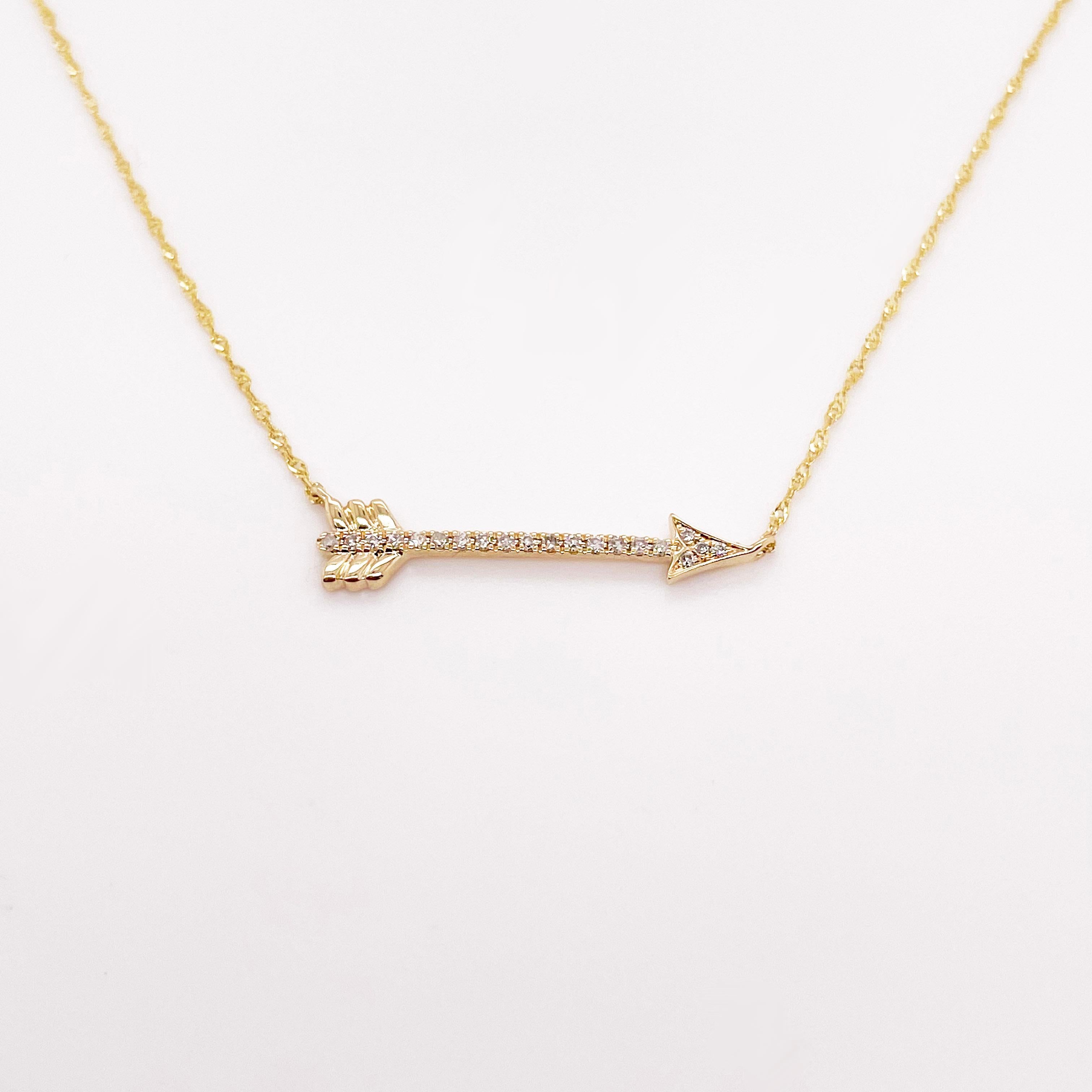 Adorable arrow necklace with genuine, natural diamonds set in pave prongs. The arrow is a symbol of guidance and achievements. If you have recently reached a goal or dream, this is the perfect gift to yourself! Remind yourself every day that you are