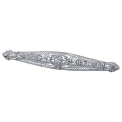 Diamond Art Deco 14 Karat White Gold Lapel Pin Brooch