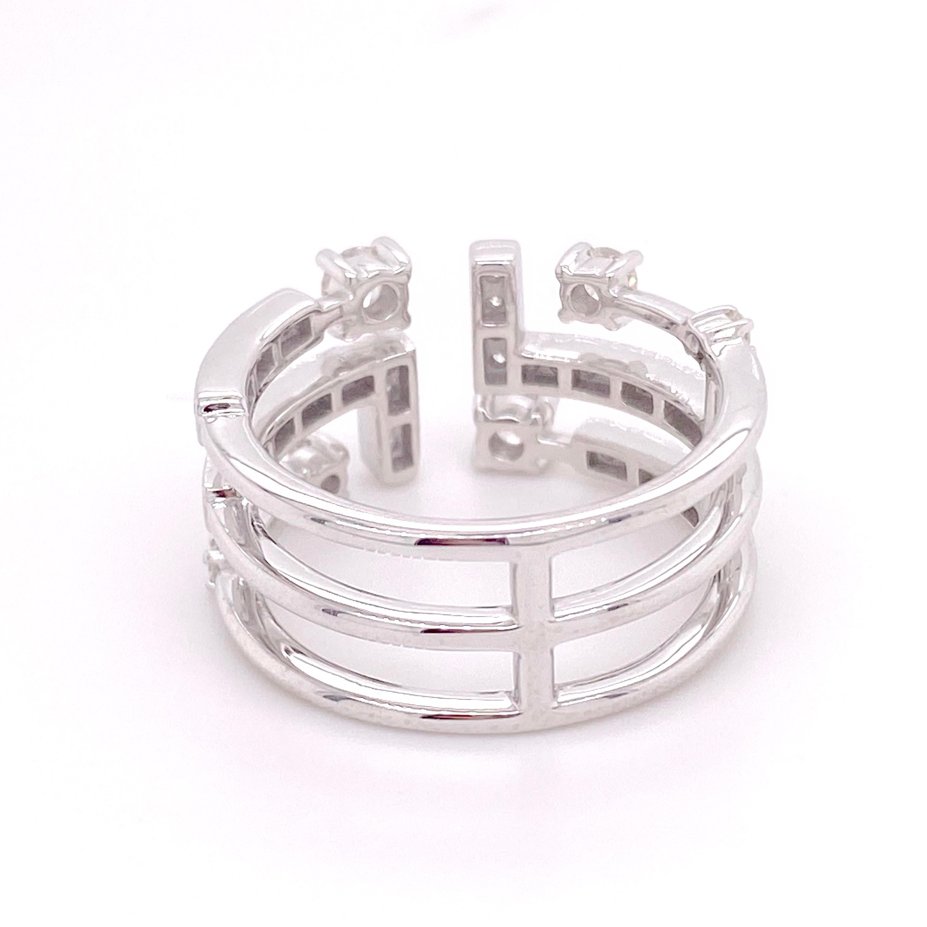 For Sale:  Geometric Diamonds Ring Wide Band w .65 Carat Diamonds 4