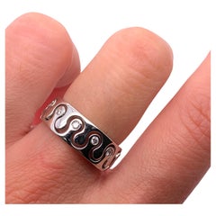 Diamond art deco chunky wide wedding ring unisex 18k white gole