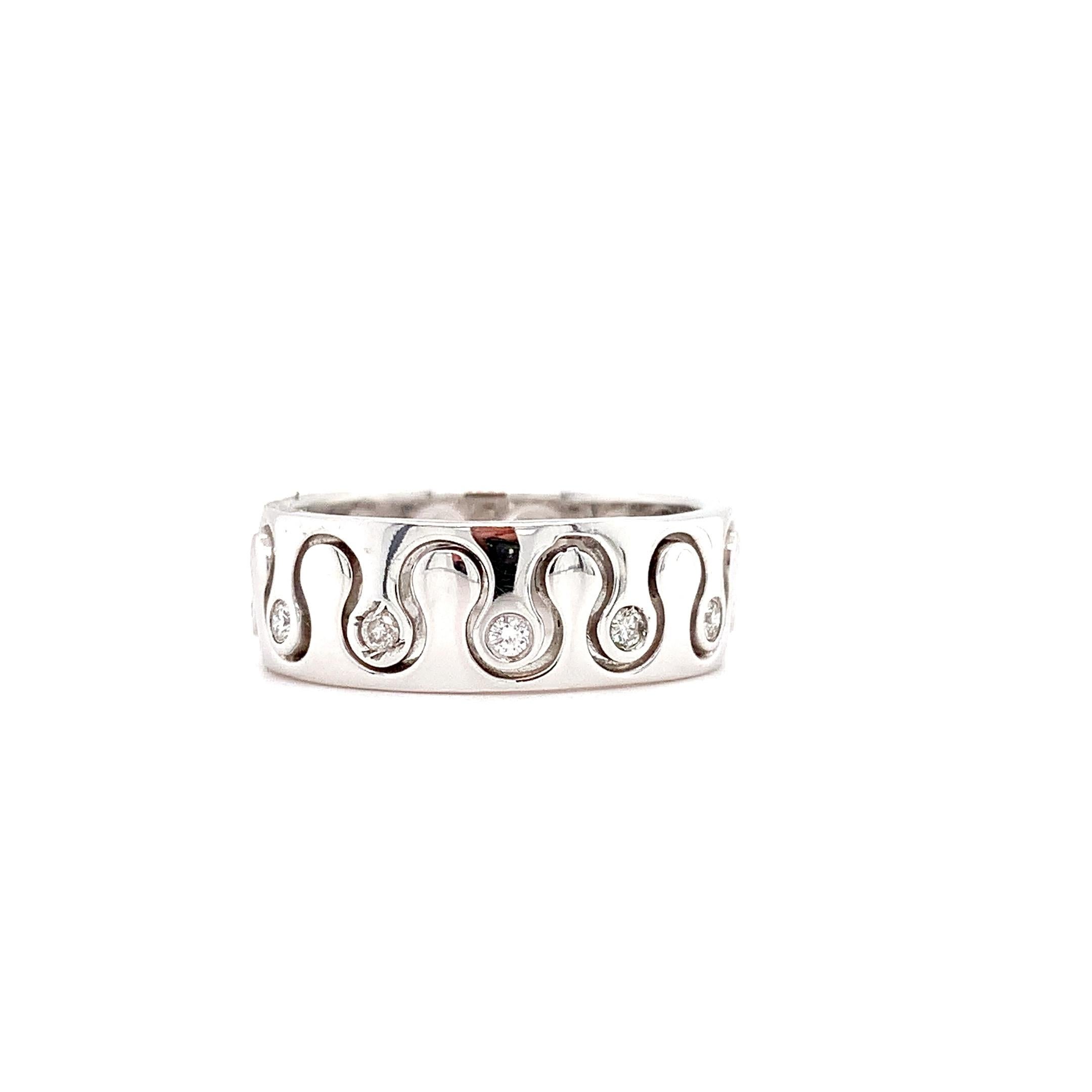 Taille ronde Bague de mariée unisexe art déco large et massive en diamants blancs 18 carats en vente