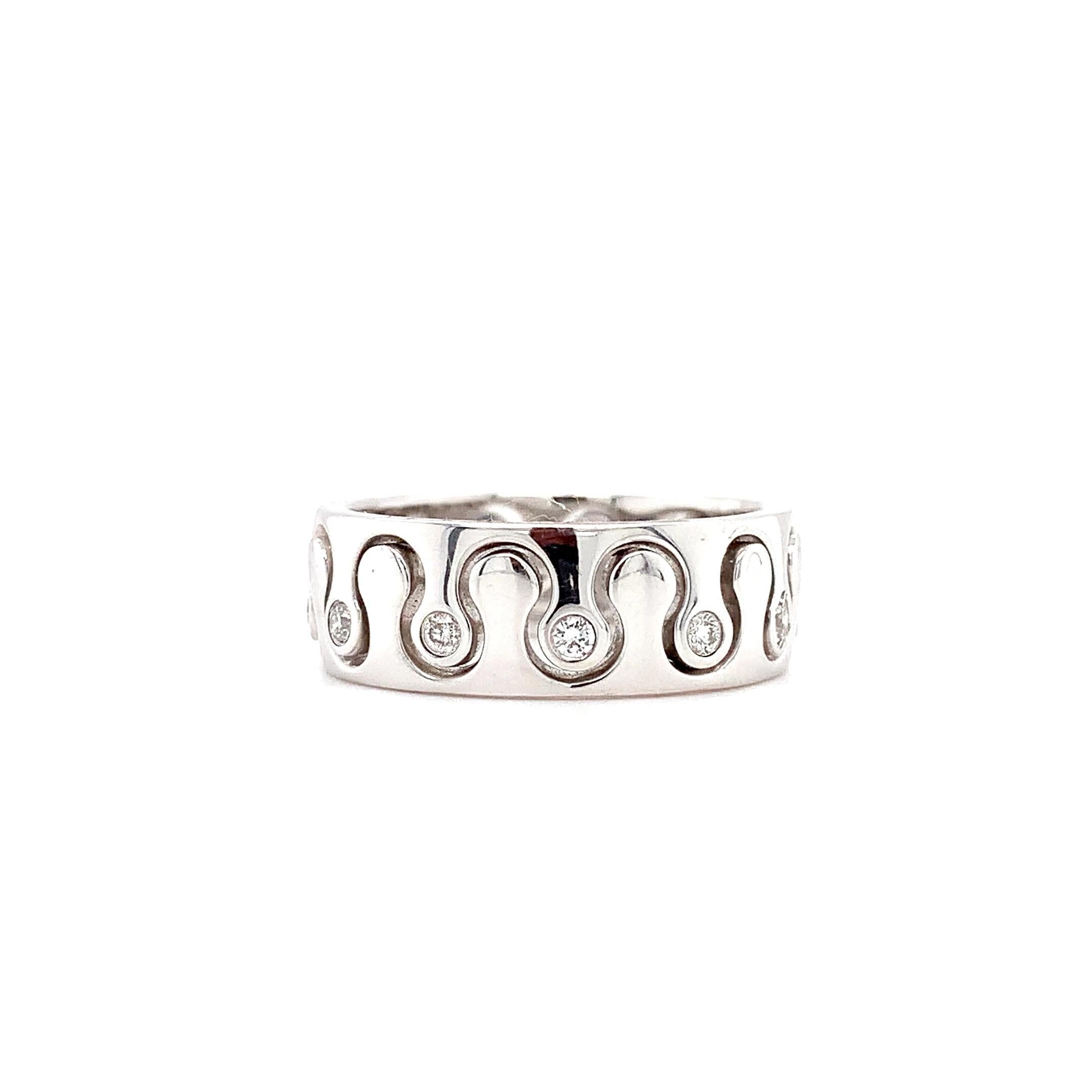 Bague de mariée unisexe art déco large et massive en diamants blancs 18 carats en vente 1