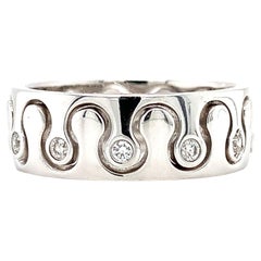 Diamond art deco chunky wide wedding ring unisex 18k white gole