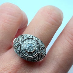 Diamond art deco dome cocktail ring 18k white gold