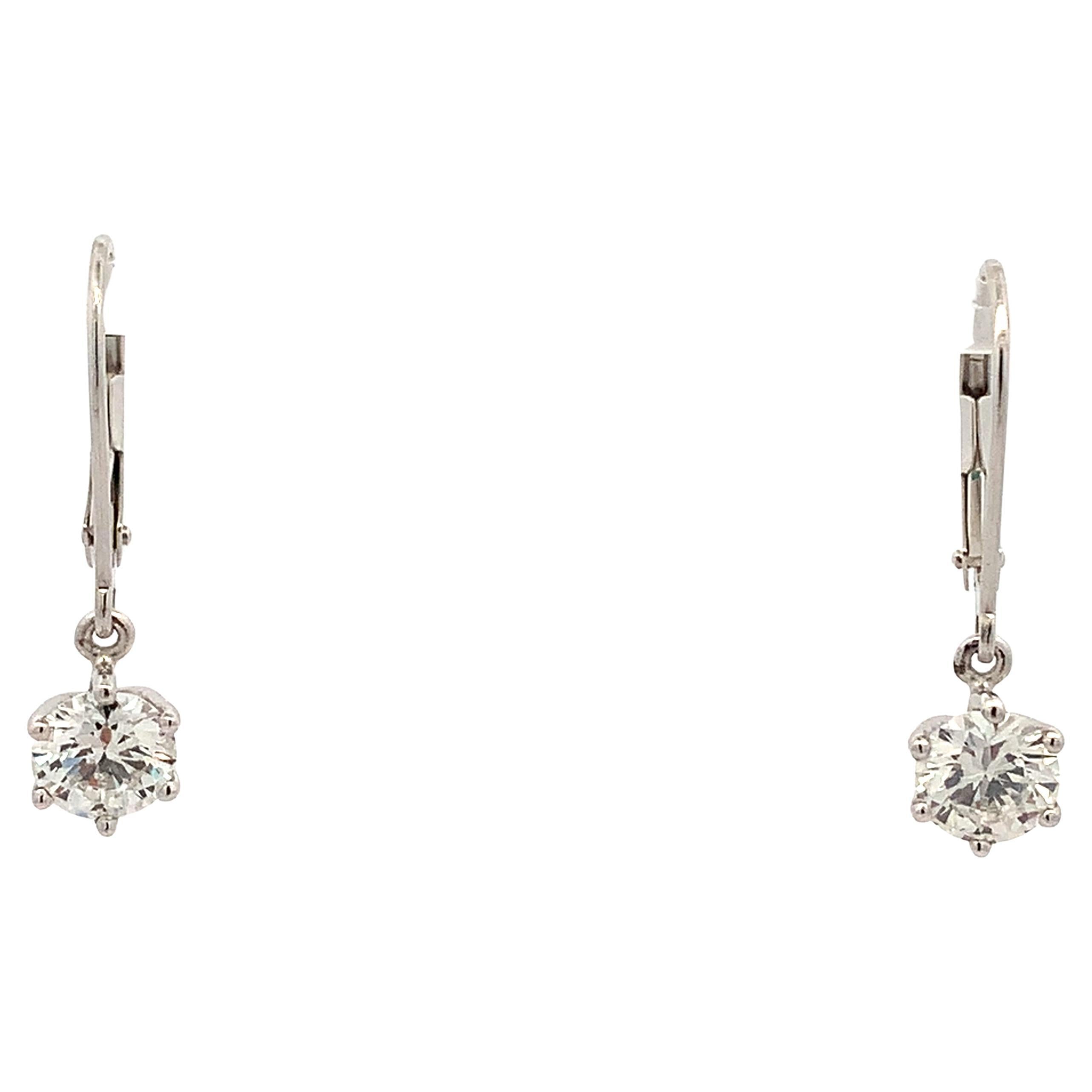 Diamond art deco drop earrings 18k white gold