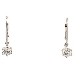 Diamond art deco drop earrings 18k white gold