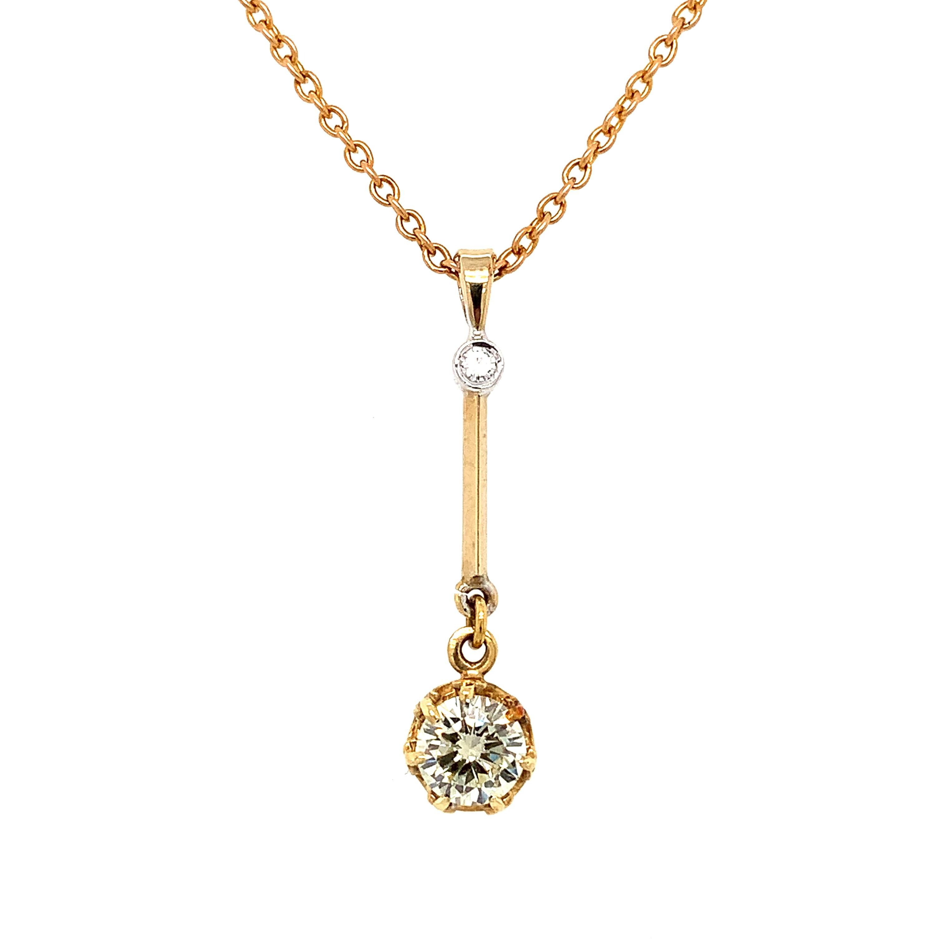 Collar colgante gota art déco diamantes oro amarillo 18k en Nuevo estado para la venta en London, GB
