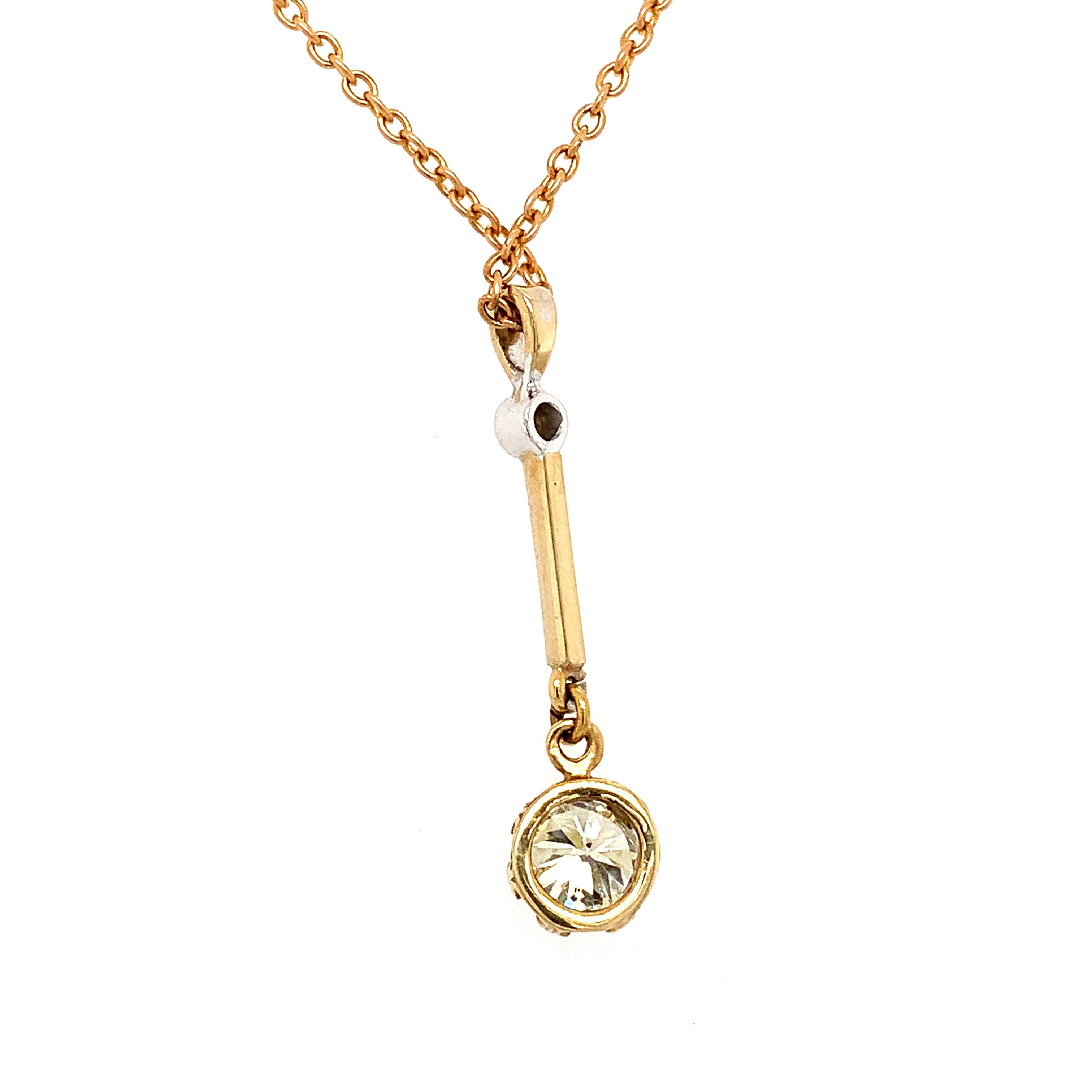 De las mujeres Collar colgante gota art déco diamantes oro amarillo 18k en venta
