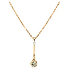 Collier pendentif art déco en or jaune 18 carats avec diamants