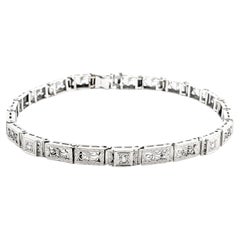 Diamond Art Deco Filigree Bracelet In White Gold and Platinum