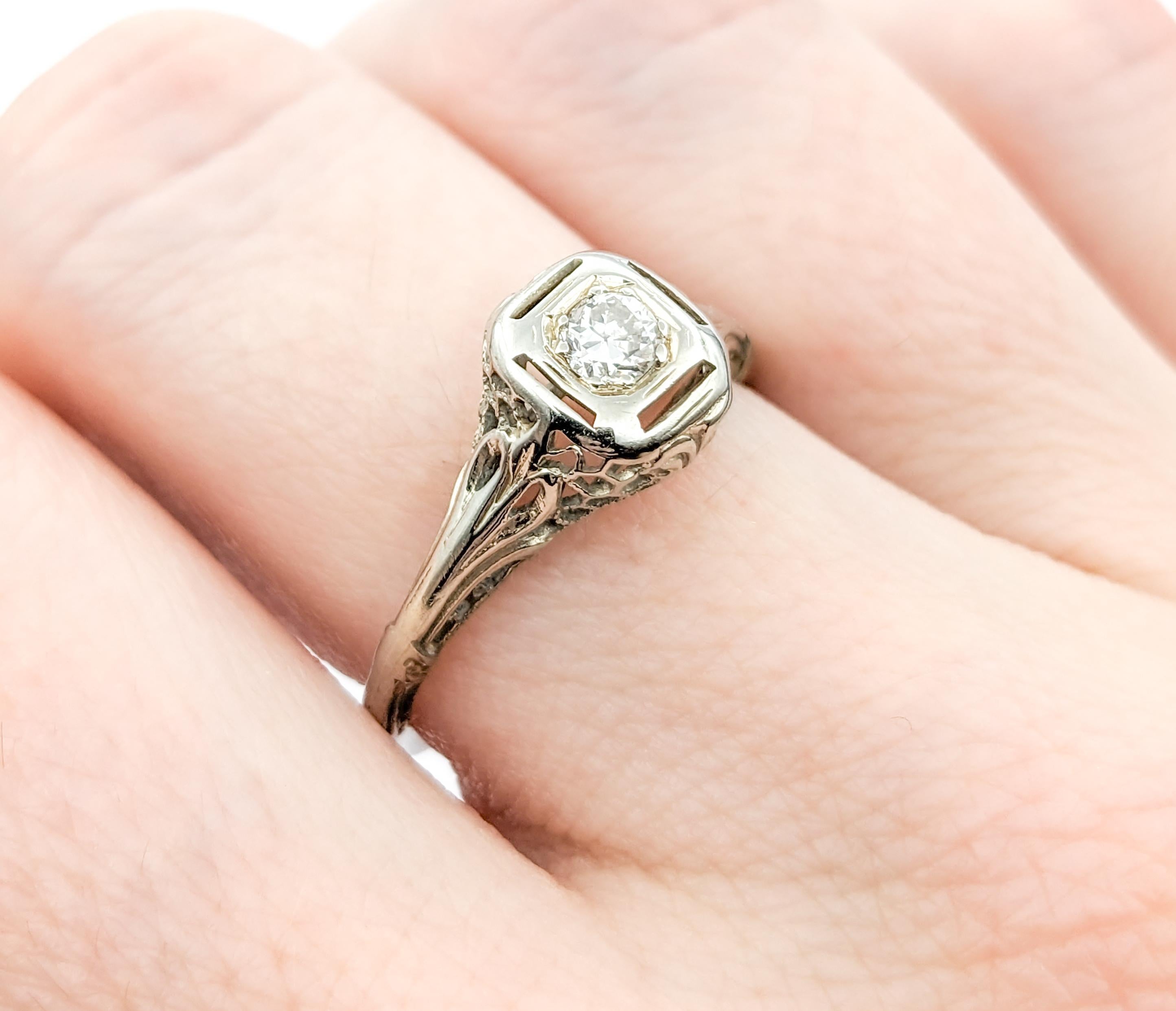 Diamant Art Deco Filigran Ring in Weißgold (Alteuropäischer Schliff)