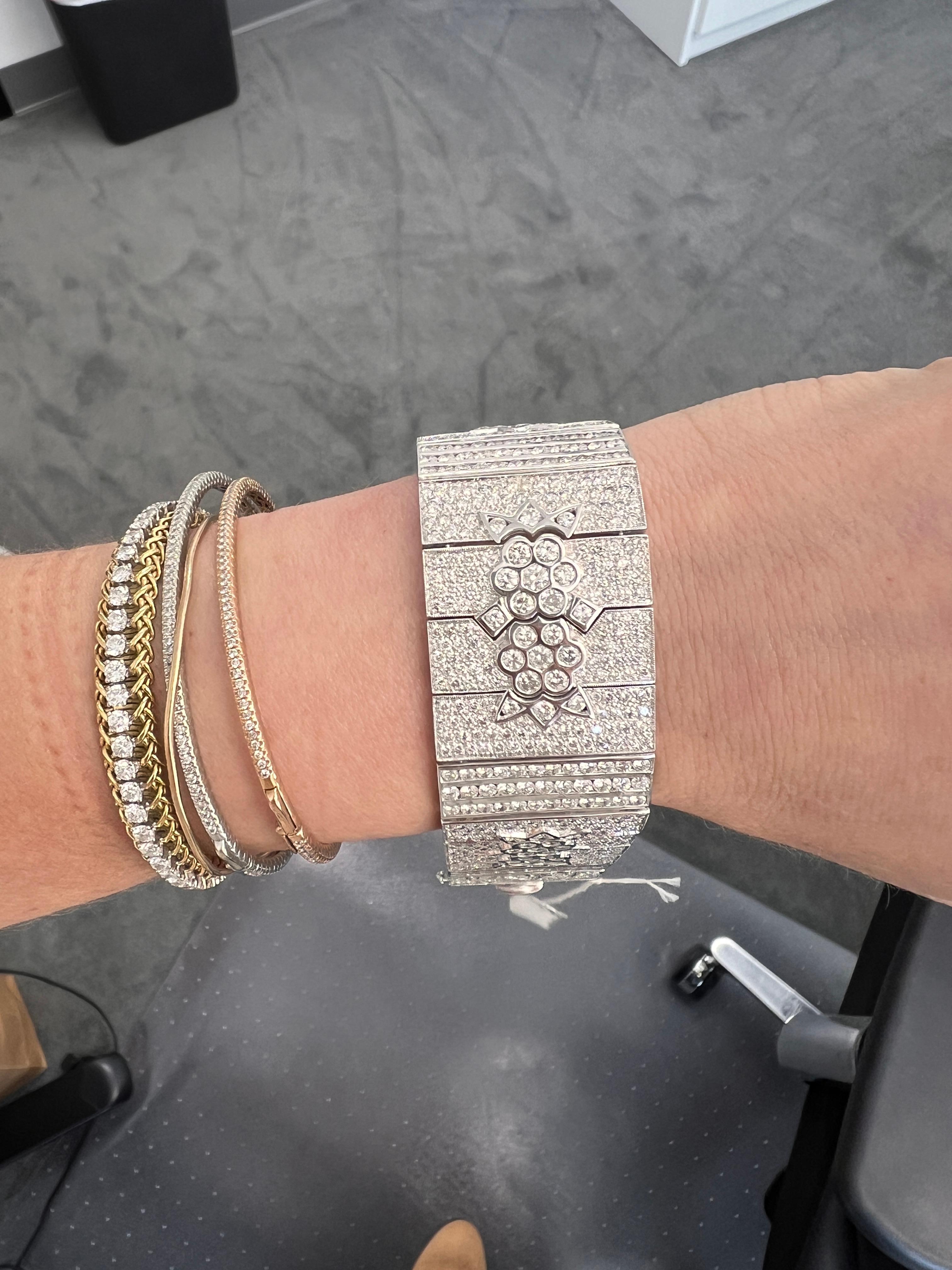Round Cut Diamond Art Deco Inspired Bracelet For Sale