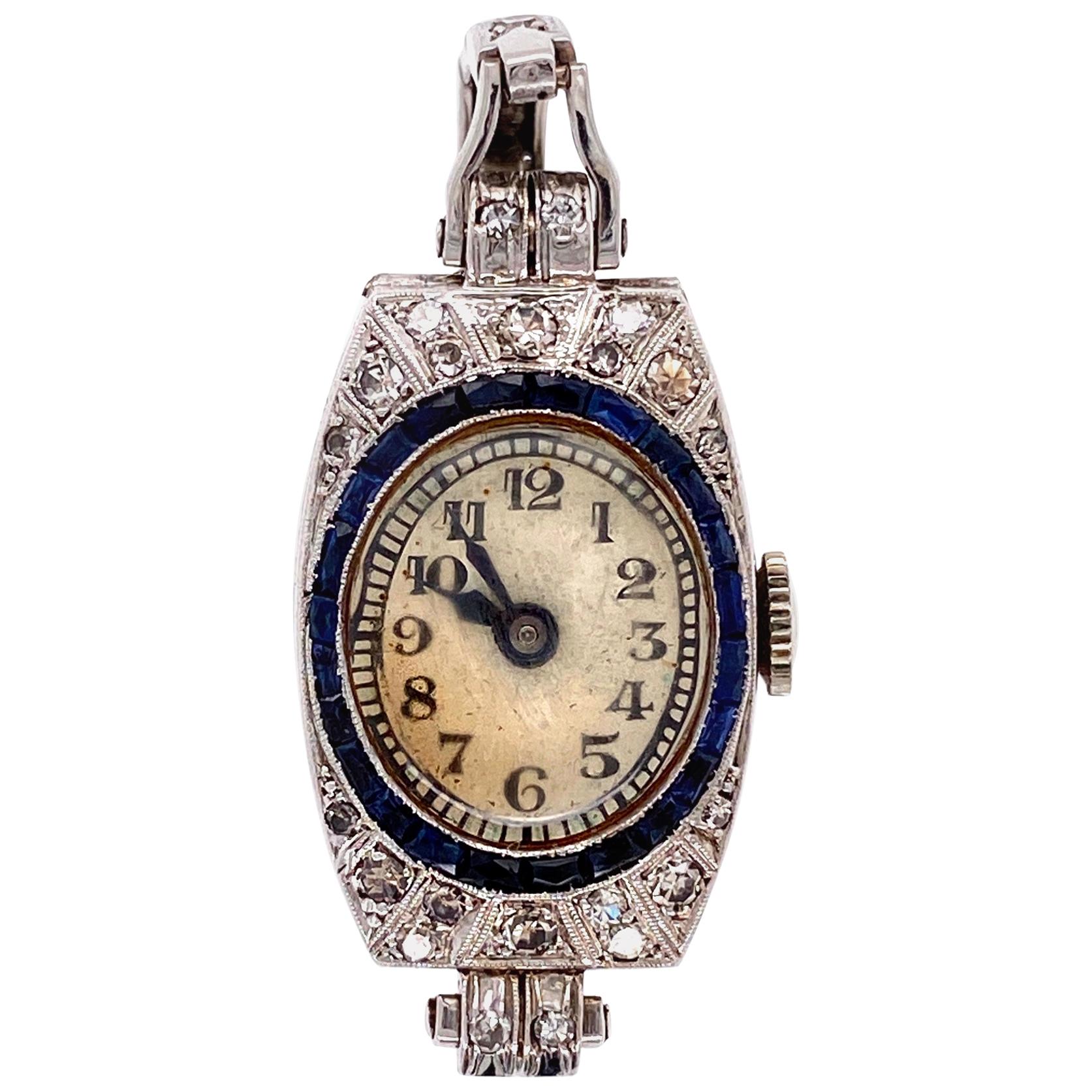 Diamond Vintage Art Deco Platinum Cocktail Watch Ring Fine Estate Jewelry For Sale