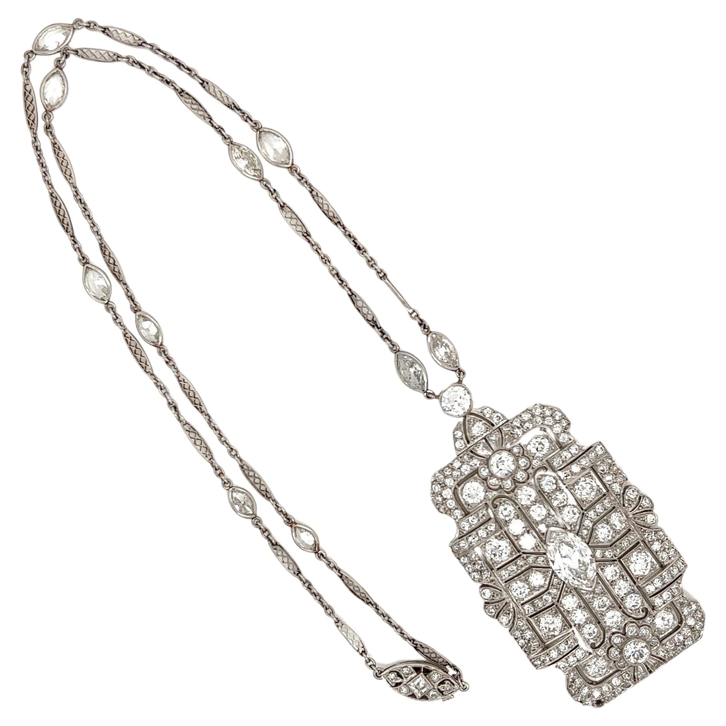 Diamond Art Deco Platinum Gia Pendant And Chain Necklace Estate Fine Jewelry  For Sale At 1Stdibs | Qc Pendant, Art Deco Chain, Art Deco Pendants Jewelry