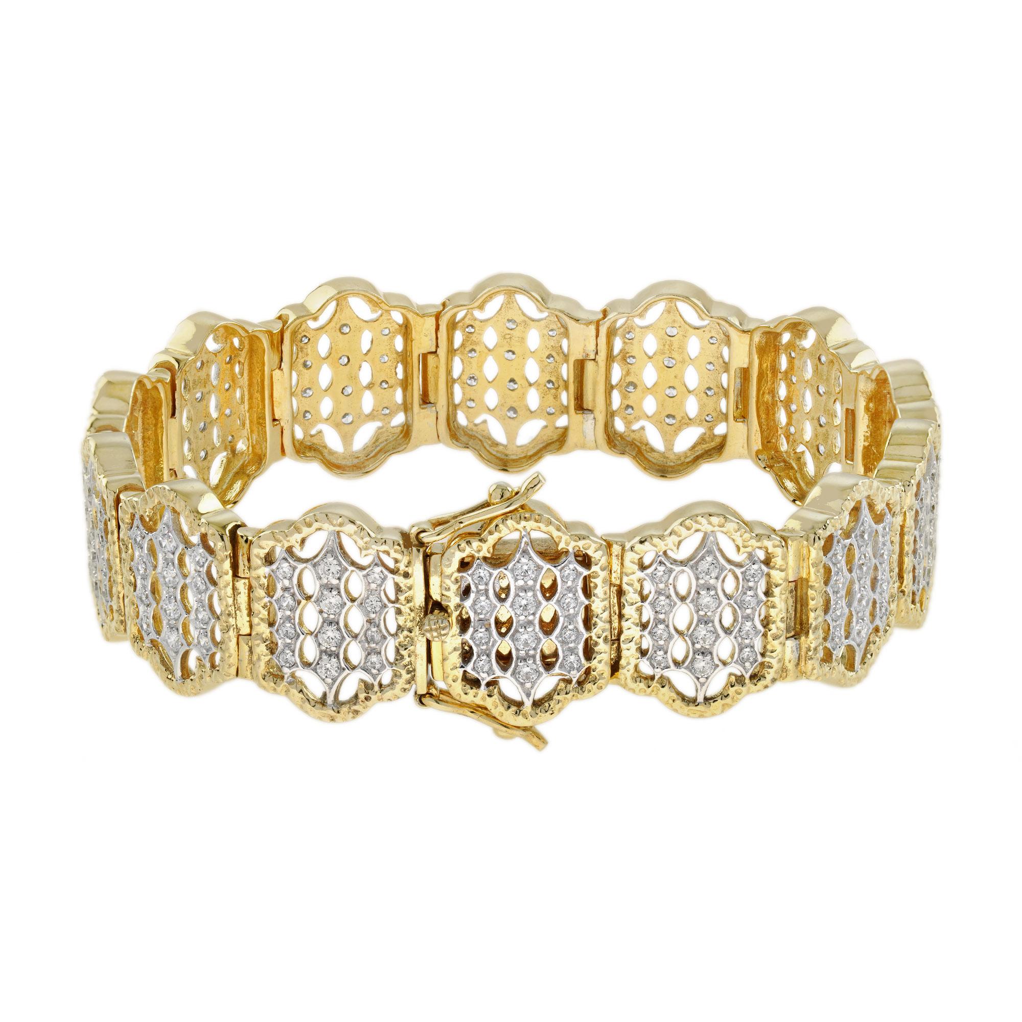 Diamond Art Deco Style Bracelet in 18K Two Tone Gold  In New Condition For Sale In Bangkok, TH
