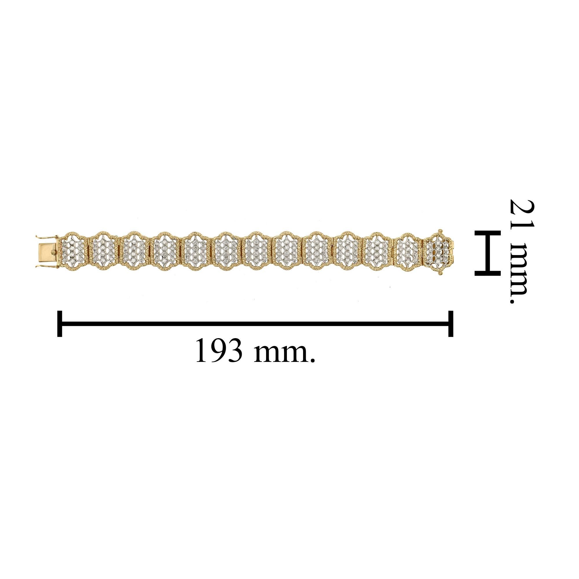 Bracciale con diamanti in stile Art Déco in oro bicolore 18 carati in vendita 1