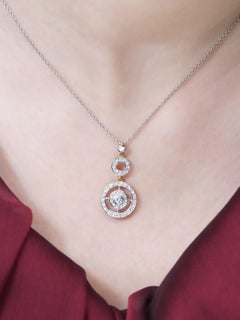 Diamond Art Deco Style Circle Pendant in 14K Two Tone Gold