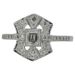 Diamond Art Deco Style Cluster Ring 18 Karat White Gold