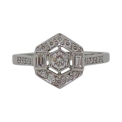 Diamond Art Deco Style Cluster Ring 18 Karat White Gold