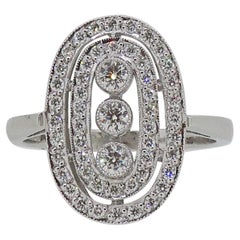 Diamond Art Deco Style Cluster Ring 18 Karat White Gold