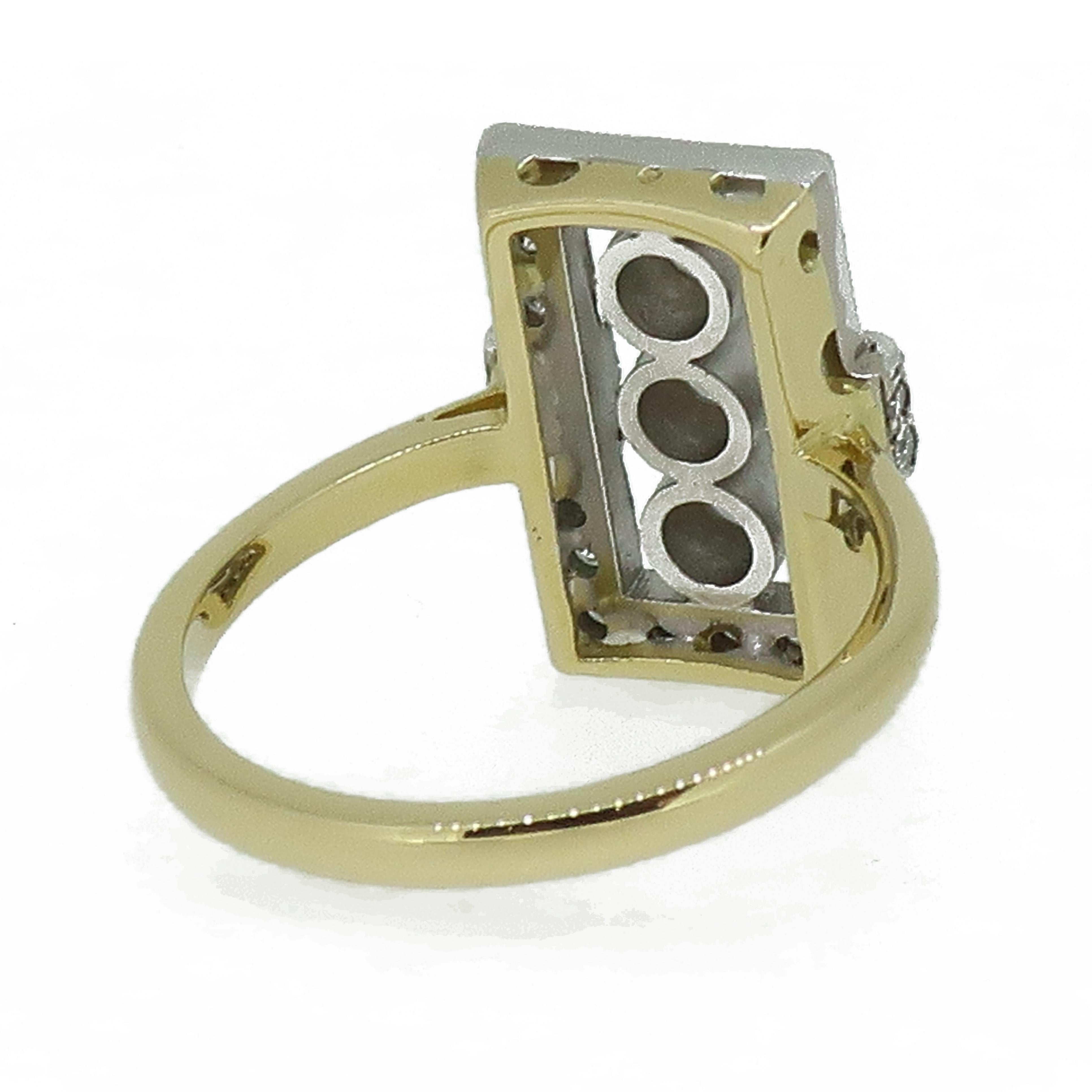 Diamond Art Deco Style Cluster Ring 18 Karat Yellow and White Gold 1
