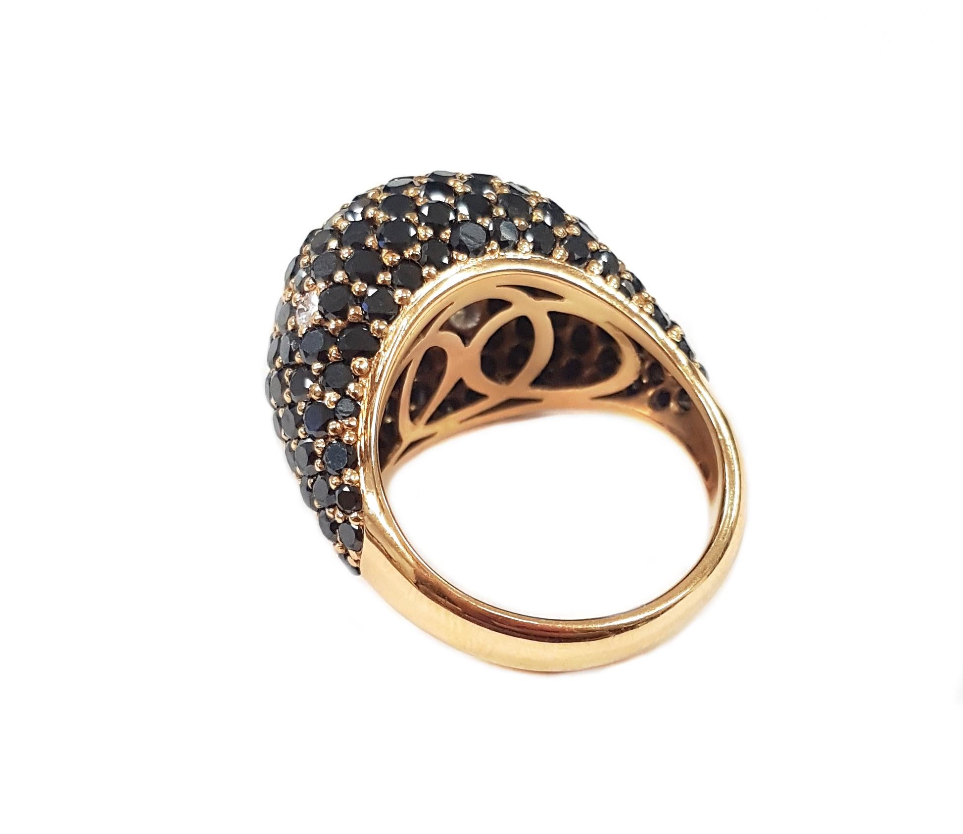 Contemporary 21st Century 18 Karat Rose Gold Diamond Art Deco Style Dome Cocktail Ring For Sale