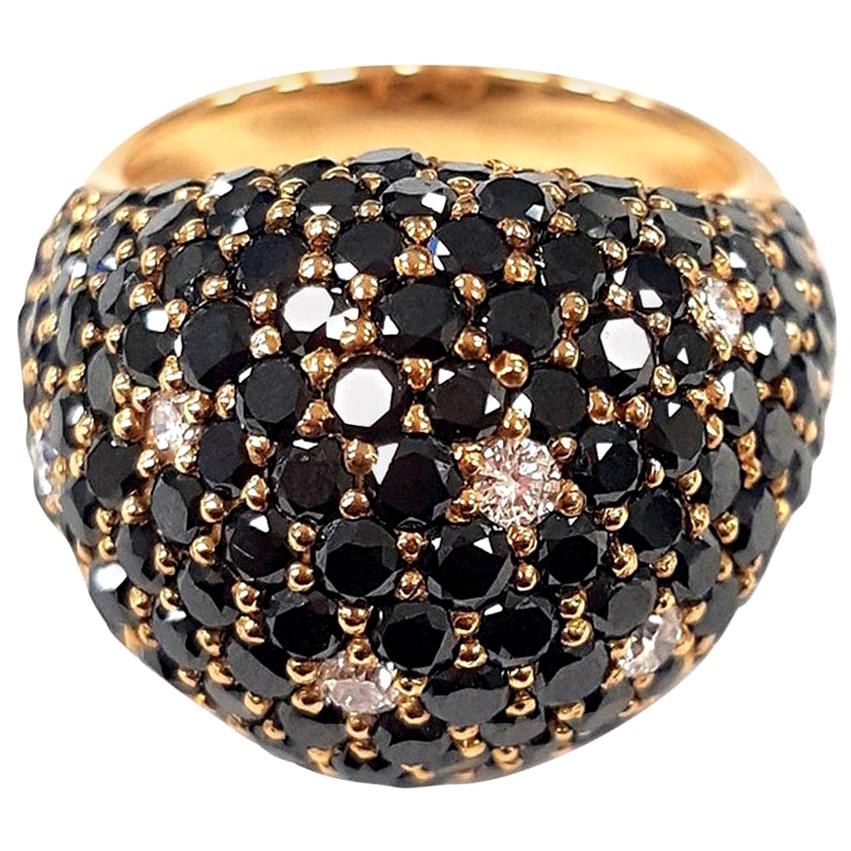 Bague cocktail en forme de dôme de style Art déco en or rose 18 carats avec diamants, XXIe siècle
