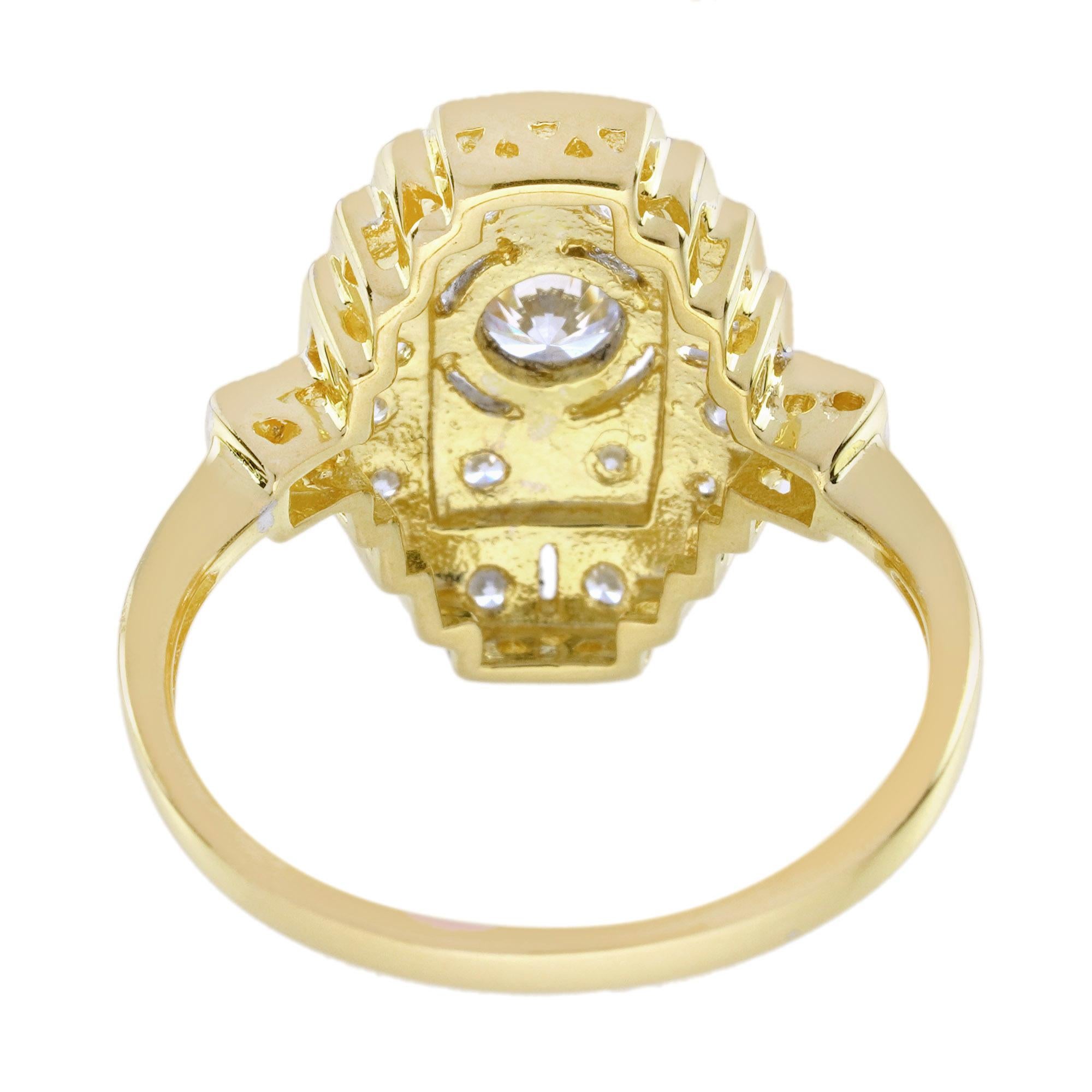 Anello di fidanzamento con diamante in stile Art Deco in oro bicolore 18 carati In condizioni Nuovo in vendita a Bangkok, TH