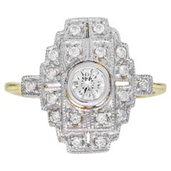 Diamond Art Deco Style Engagement Ring in 18K Two Tone Gold