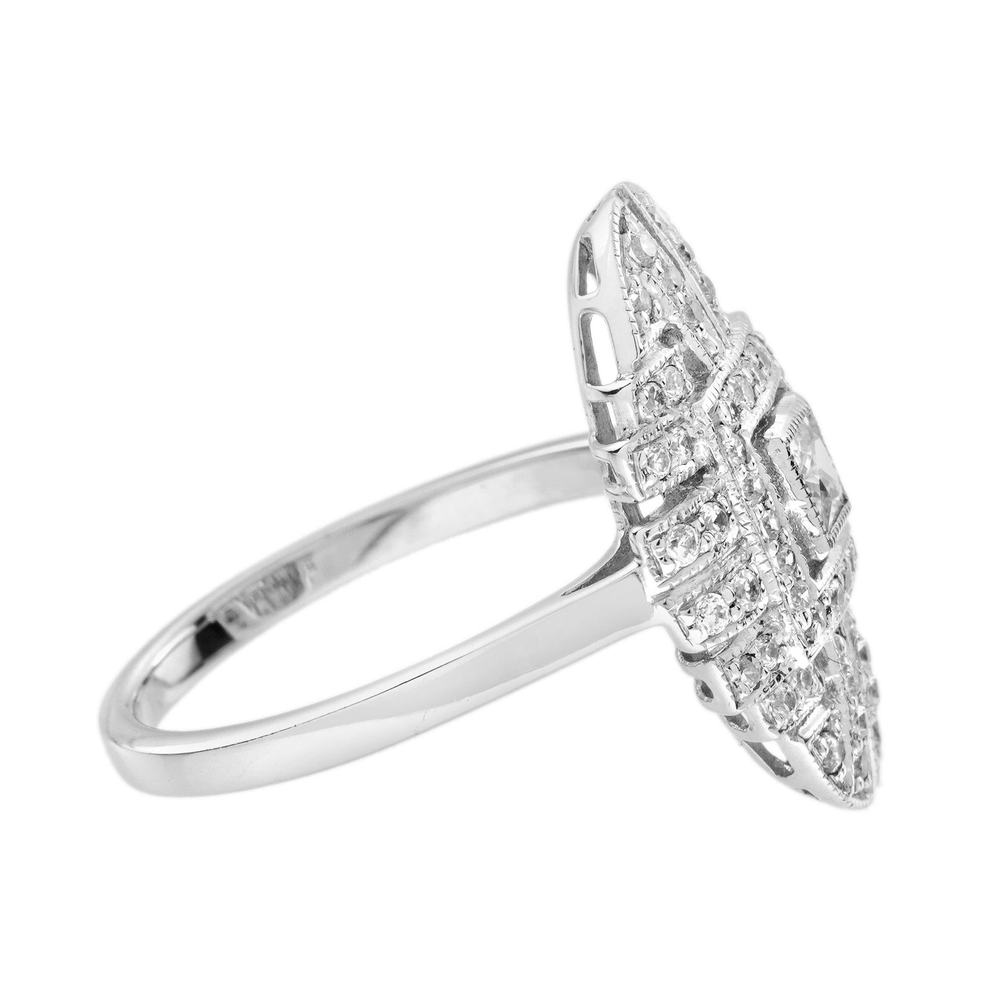 Bague de fiançailles en or blanc 18 carats avec diamant de style Art déco Neuf - En vente à Bangkok, TH