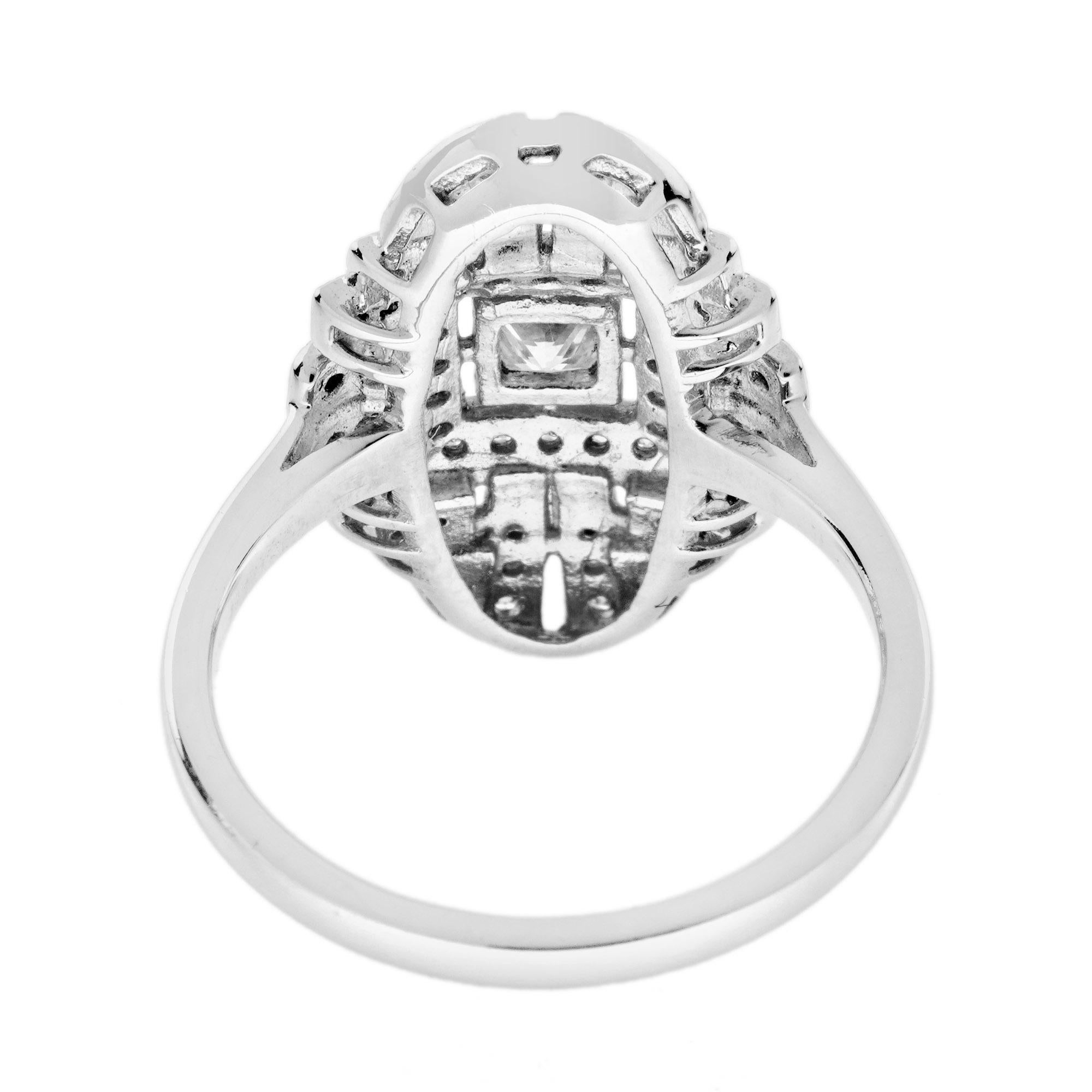 Bague de fiançailles en or blanc 18 carats avec diamant de style Art déco Pour femmes en vente