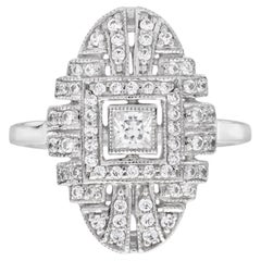 Anello di fidanzamento con diamante in stile Art Deco in oro bianco 18 carati