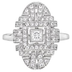 Anello di fidanzamento con diamante in stile Art Deco in oro bianco 18 carati