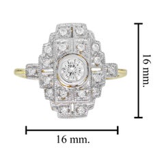 Diamond Art Deco Style Engagement Ring in Two Tone Gold