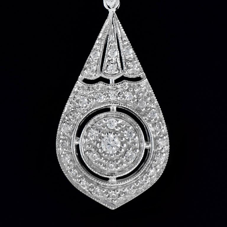 Collana con diamanti in stile Art Deco in oro bianco 18 carati in vendita 1