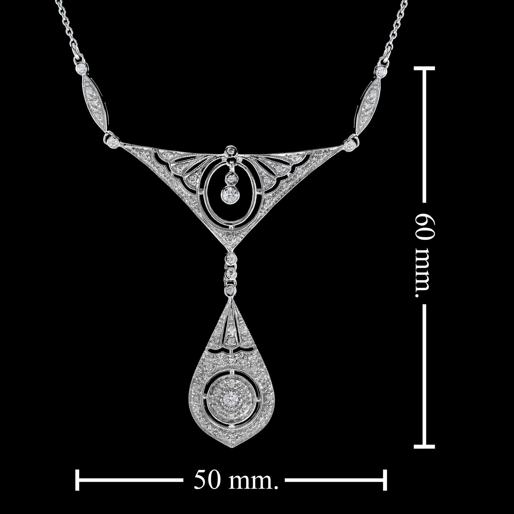 Collana con diamanti in stile Art Deco in oro bianco 18 carati in vendita 3