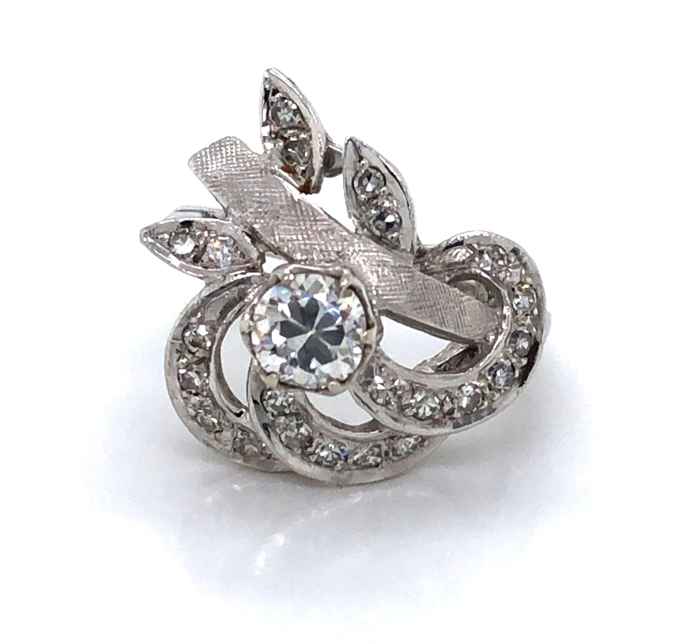 Diamond Art Nouveau Style White Gold Ring For Sale 3